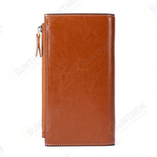 Retro Fashion RFID Multi-Card Slots Genuine Leather Phone Wallet Bag