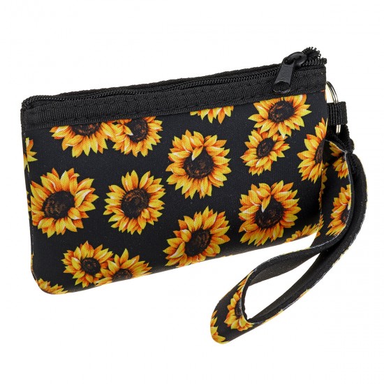 Sunflower Pattern Fashion with Zipper PVC Window Female Coin Pouch Small Change Bags Purse