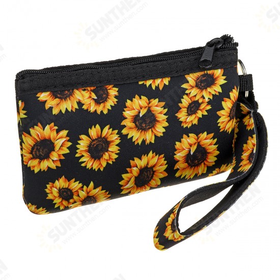 Sunflower Pattern Fashion with Zipper PVC Window Female Coin Pouch Small Change Bags Purse