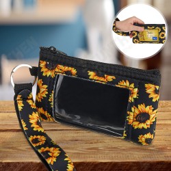 Sunflower Pattern Fashion with Zipper PVC Window Female Coin Pouch Small Change Bags Purse