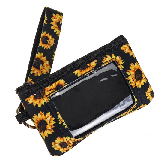 Sunflower Pattern Fashion with Zipper PVC Window Female Coin Pouch Small Change Bags Purse