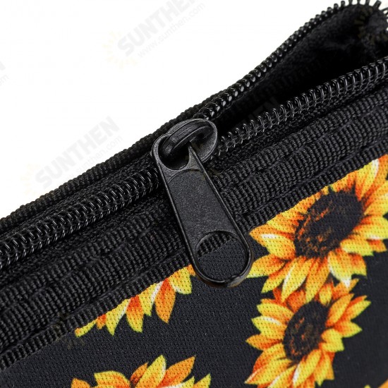 Sunflower Pattern Fashion with Zipper PVC Window Female Coin Pouch Small Change Bags Purse