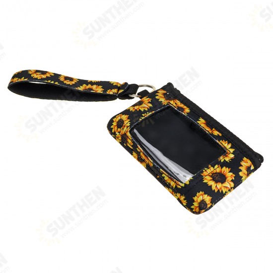 Sunflower Pattern Fashion with Zipper PVC Window Female Coin Pouch Small Change Bags Purse