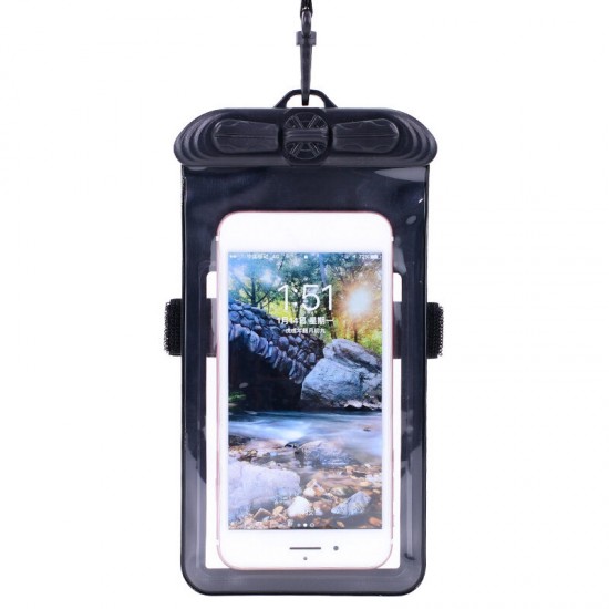T-35 Waterproof Phone Bag Underwater Swimming Diving Touch Screen Phone Pouch Armbag with Elastic Armband for Mobile Phone below 6.4 inch