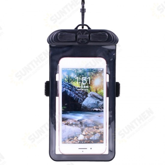 T-35 Waterproof Phone Bag Underwater Swimming Diving Touch Screen Phone Pouch Armbag with Elastic Armband for Mobile Phone below 6.4 inch