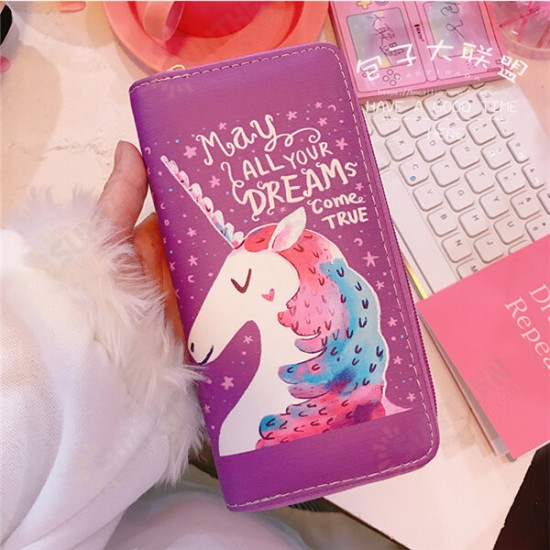 Universal Colorful Zipper Bag Unicorn Phone Wallet Purse for Phone Under 5.5 inches