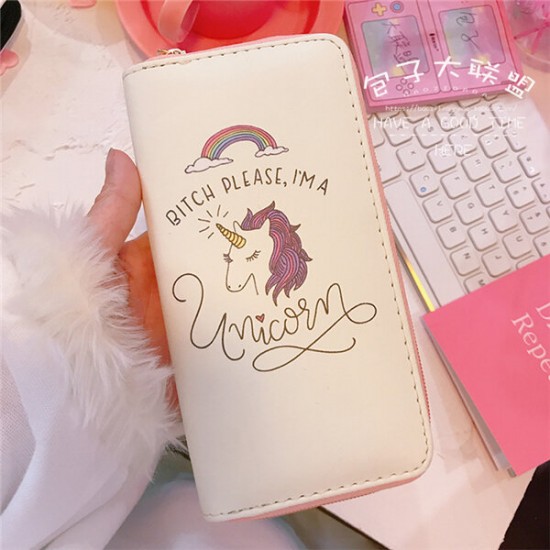 Universal Colorful Zipper Bag Unicorn Phone Wallet Purse for Phone Under 5.5 inches