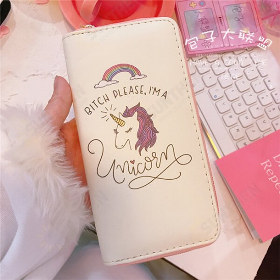 Universal Colorful Zipper Bag Unicorn Phone Wallet Purse for Phone Under 5.5 inches