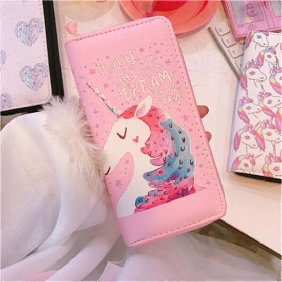 Universal Colorful Zipper Bag Unicorn Phone Wallet Purse for Phone Under 5.5 inches