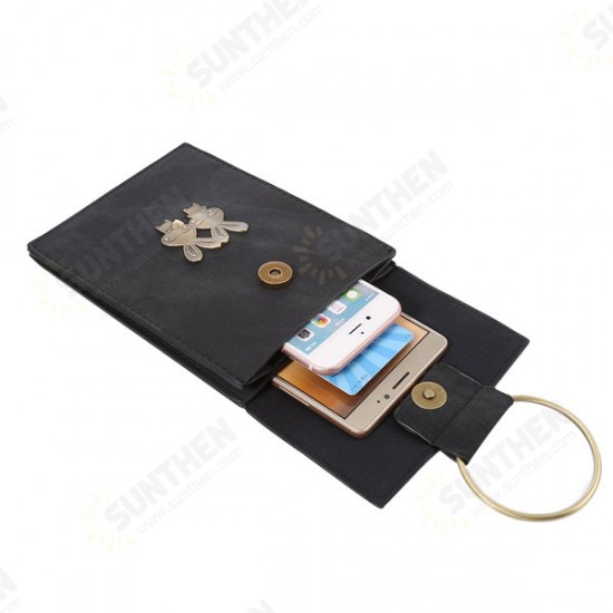 Universal Multi-layer Denim Copper Ring Rabbit Messenger Bag Phone Wallet for Phone Under 5.7-inch