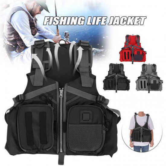 Universal Size Comfortable Breathable Outdoor Fishing Jacket Vests with Phone Storage Pockets Keys Wallet Bag for Adult
