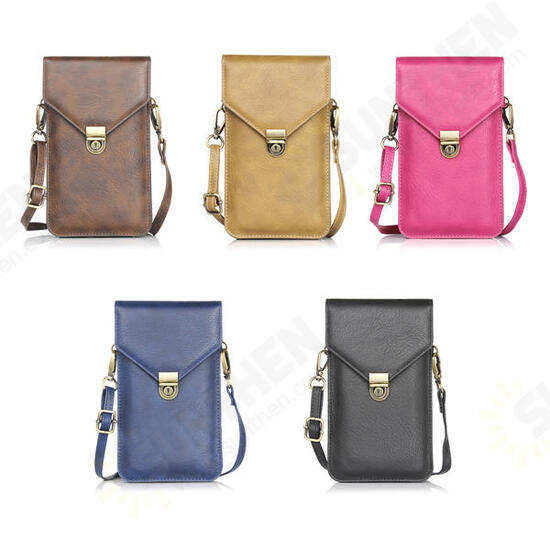 Universal Vertical Double-deck Wallet Card Solt Leather Shoulder Bag For Phone Under 6.3 Inch