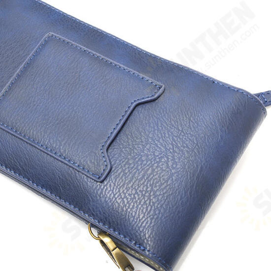 Universal Vertical Double-deck Wallet Card Solt Leather Shoulder Bag For Phone Under 6.3 Inch