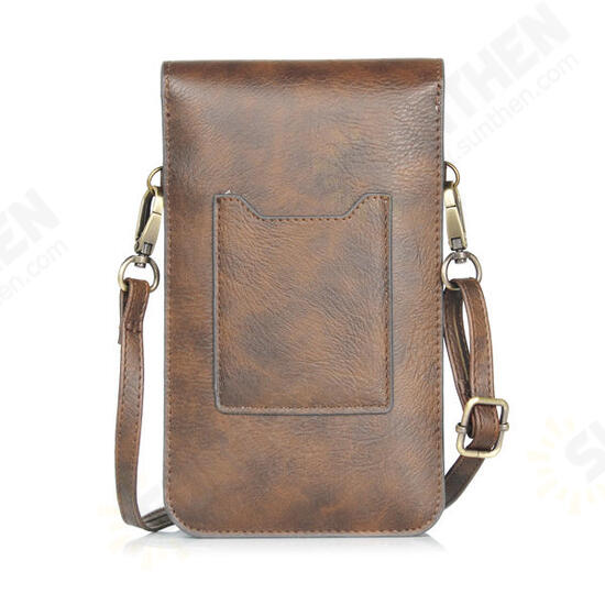 Universal Vertical Double-deck Wallet Card Solt Leather Shoulder Bag For Phone Under 6.3 Inch