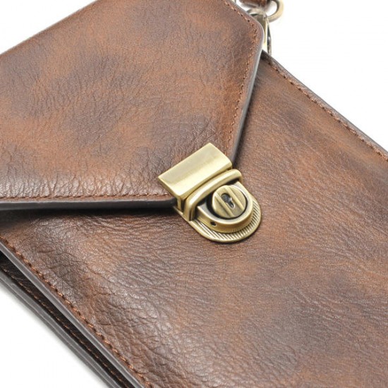 Universal Vertical Double-deck Wallet Card Solt Leather Shoulder Bag For Phone Under 6.3 Inch
