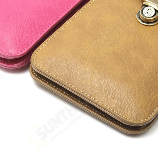 Universal Vertical Double-deck Wallet Card Solt Leather Shoulder Bag For Phone Under 6.3 Inch