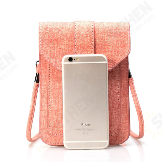 Universal Women Mini Vertical PU Shoulder Bag Crossbody Wallet For Phone Under 6.3 Inch