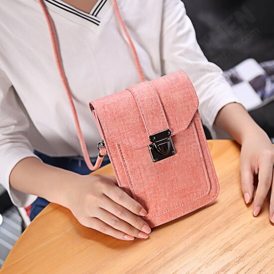 Universal Women Mini Vertical PU Shoulder Bag Crossbody Wallet For Phone Under 6.3 Inch