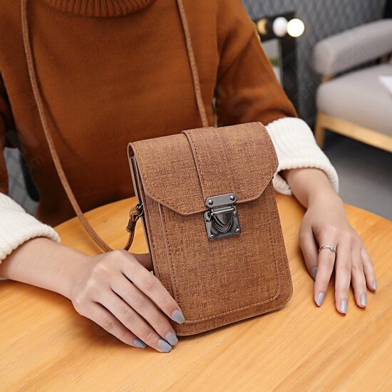 Universal Women Mini Vertical PU Shoulder Bag Crossbody Wallet For Phone Under 6.3 Inch