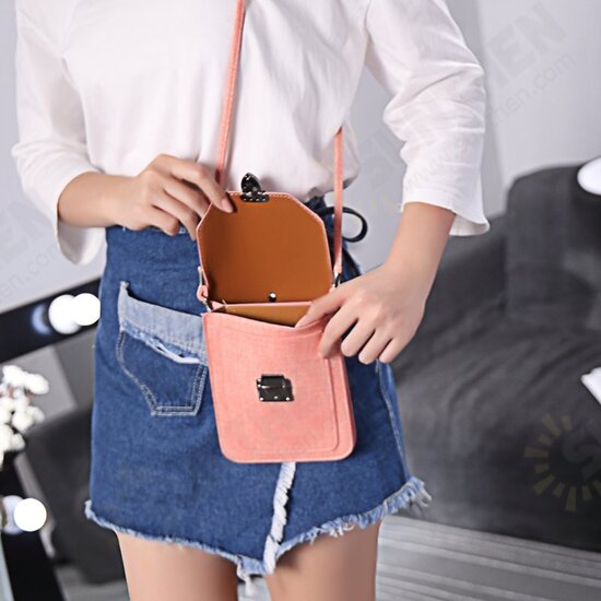 Universal Women Mini Vertical PU Shoulder Bag Crossbody Wallet For Phone Under 6.3 Inch