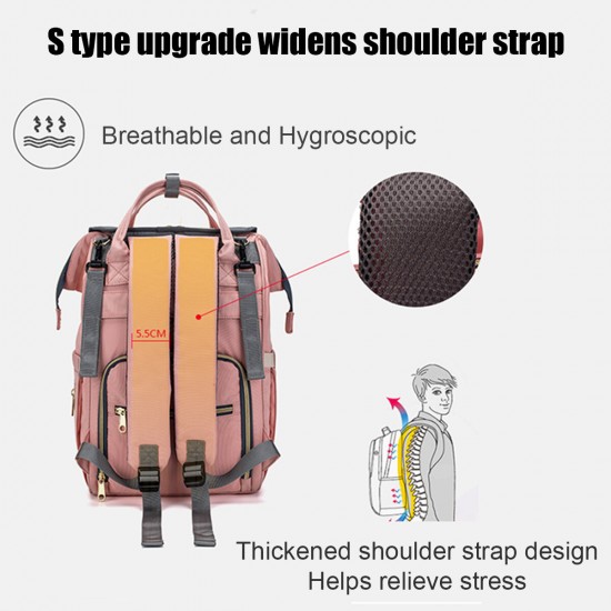 [Upgrade Version] Large Capacity Outdoor Trip Travel Diaper Storage with USB Charging Port Mummy Bag Backpack