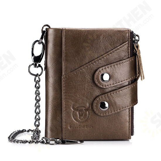 Vintage RFID Anti-Theft Large Capacity with Multi-Card Slots Genuine Leather Men Foldable Wallet