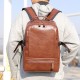 Vintage Waterproof Large Capacity PU Leather Macbook Tablet Storage Bag Office Work Unisex Backpack