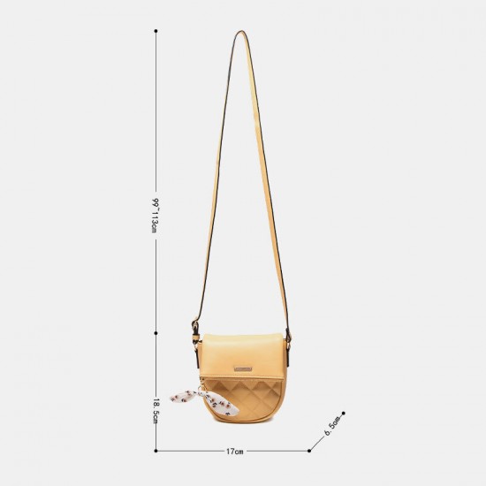 Women Argyle Pattern Multi-Pocket Mobile Phone Storage PU Leather Crossbody Shoulder Bag