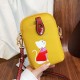 Women Casual Cute Cat Pattern 6.5 inch Mobile Phone Storage PU Leather Shoulder Crossbody Bag