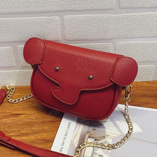 Women Casual Cute Elephant Pattern Large Capacity Mobile Phone Storage PU Leather Crossbody Shoulder Bag