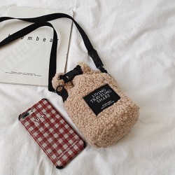Women Fashion Cute Plush 6.5 inch Mobile Phone Storage Shoulder Crossbody Bag