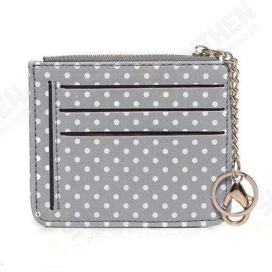 Women Fashion Dot Pattern Zipper with Multi-Slot Wallet Card Holder Short Purse