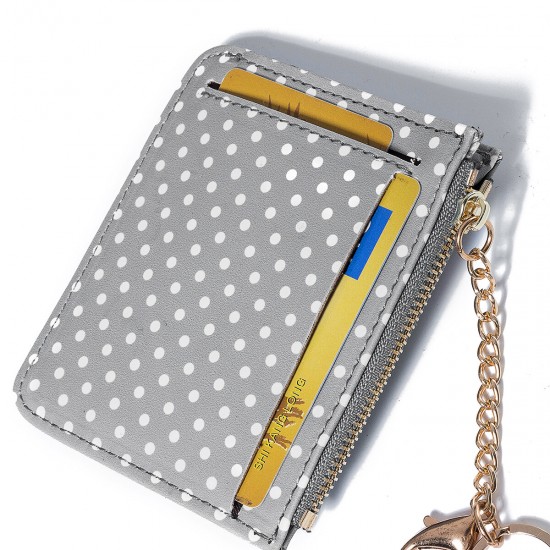 Women Fashion Dot Pattern Zipper with Multi-Slot Wallet Card Holder Short Purse