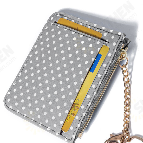 Women Fashion Dot Pattern Zipper with Multi-Slot Wallet Card Holder Short Purse