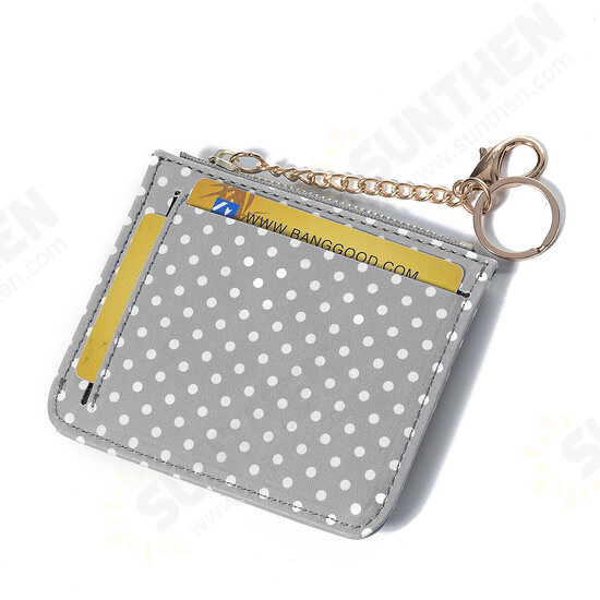 Women Fashion Dot Pattern Zipper with Multi-Slot Wallet Card Holder Short Purse