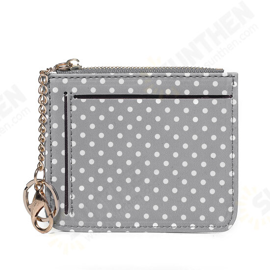 Women Fashion Dot Pattern Zipper with Multi-Slot Wallet Card Holder Short Purse