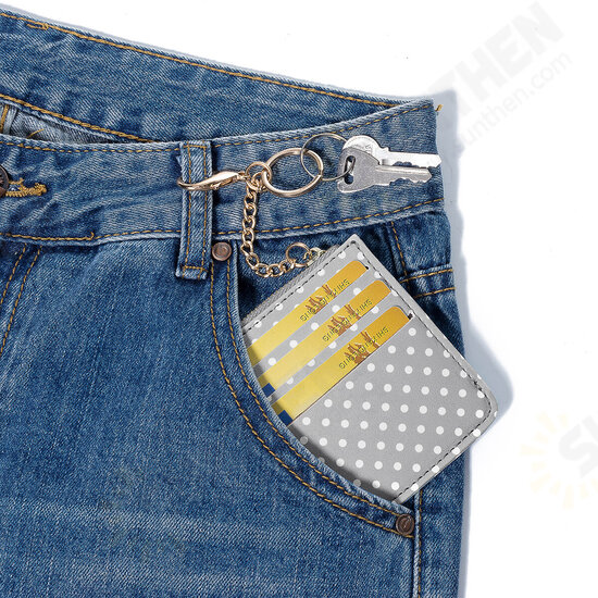 Women Fashion Dot Pattern Zipper with Multi-Slot Wallet Card Holder Short Purse