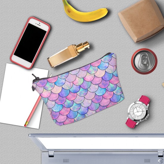 Women Fashion Fish Scale Pattern Travel Portable Makeup Wash Mobile Phone Storage Cosmetic Bag Handbag