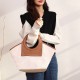 Women Fashion PU Leather Handle Large Capacity Storage Canvas Shell Bag Tote