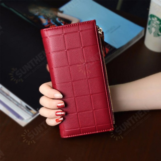 Women Fashion PU Leather Zipper Pouch Long Wallet for Samsung Xiaomi Mobile Phone Under 5.5 Inch Non-original