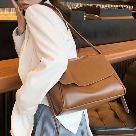 Women Fashion Retro Large Capacity Storage Tablet Macbook Phone PU Leather Shoulder Crossbody Bag Handbag