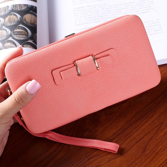 Women Fashion Zipper with Multi-Card Slot Wallet Mobile Phone Storage Clutch Bag Long Purse Handbag