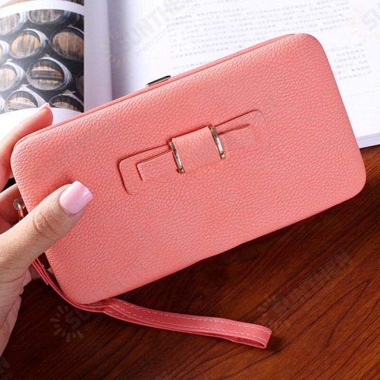 Women Fashion Zipper with Multi-Card Slot Wallet Mobile Phone Storage Clutch Bag Long Purse Handbag