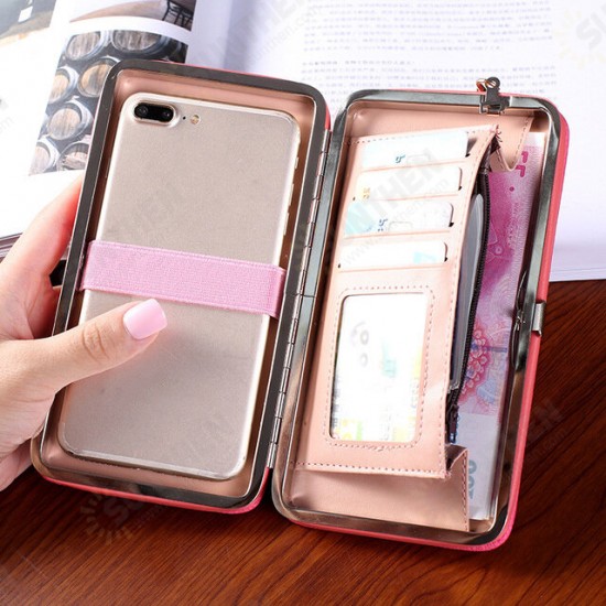 Women Fashion Zipper with Multi-Card Slot Wallet Mobile Phone Storage Clutch Bag Long Purse Handbag