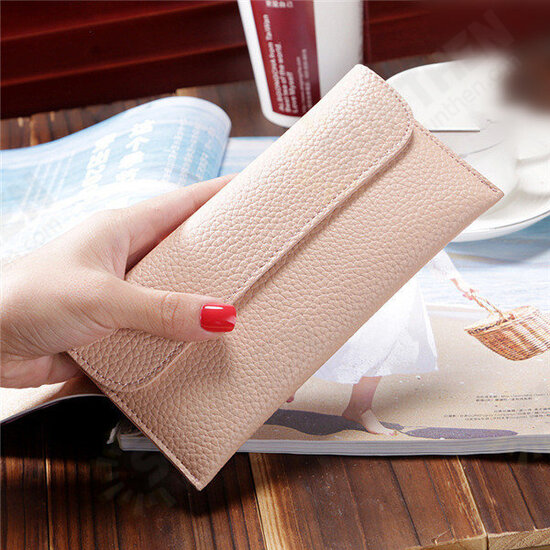 Women Litchi Pattern Solid Color Card Slot Wallet Bag Purse Handbag For Smartphone iPhone Samsung Women Litchi Pattern Solid Color Card Slot Wallet Bag Purse Handbag For Smartphone iPhone Samsung