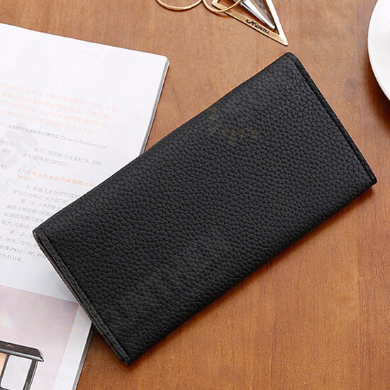 Women Litchi Pattern Solid Color Card Slot Wallet Bag Purse Handbag For Smartphone iPhone Samsung