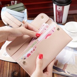 Women Litchi Pattern Solid Color Card Slot Wallet Bag Purse Handbag For Smartphone iPhone Samsung Women Litchi Pattern Solid Color Card Slot Wallet Bag Purse Handbag For Smartphone iPhone Samsung