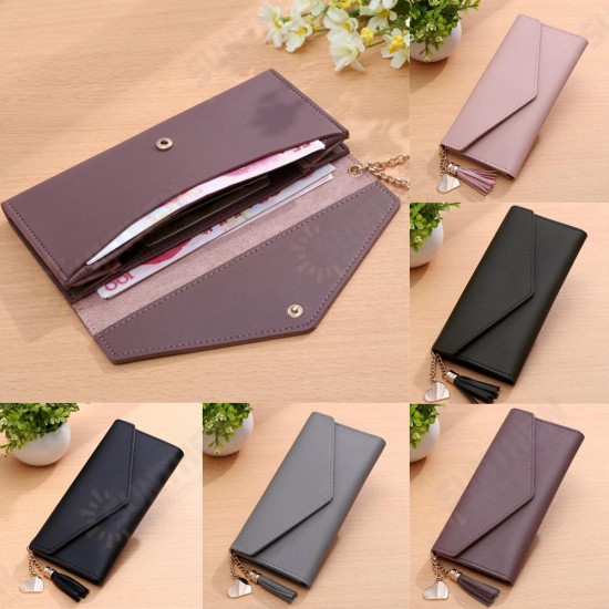 Women Long Purse Multi Card Slots PU Leather Phone Wallet Envelope Clutch Bags