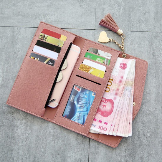 Women Long Purse Multi Card Slots PU Leather Phone Wallet Envelope Clutch Bags