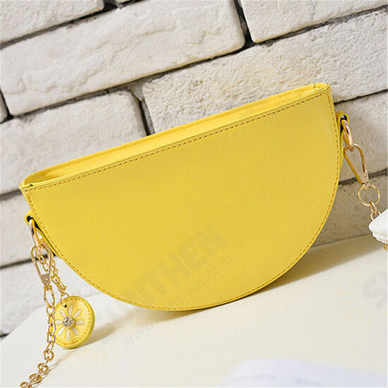 Women PU Leather Orange Watermelon Fruit Shoulder Bag Chain Strap Phone Crossbody Bags